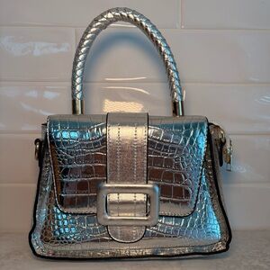 Silver Crocodile Pattern Handbag NEVER USED